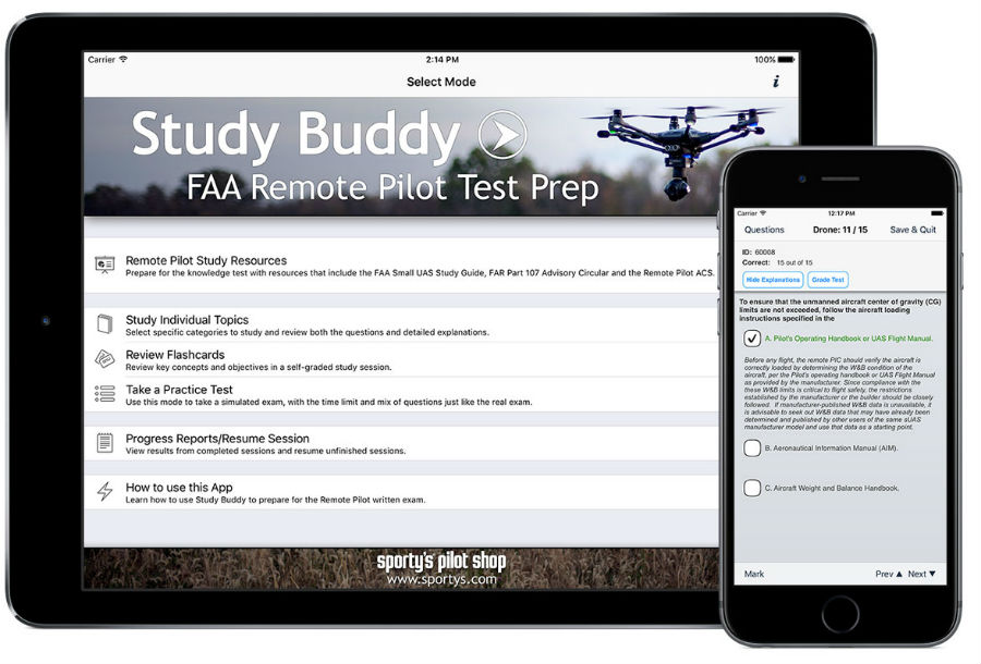 Sporty's Study Buddy Drone ap