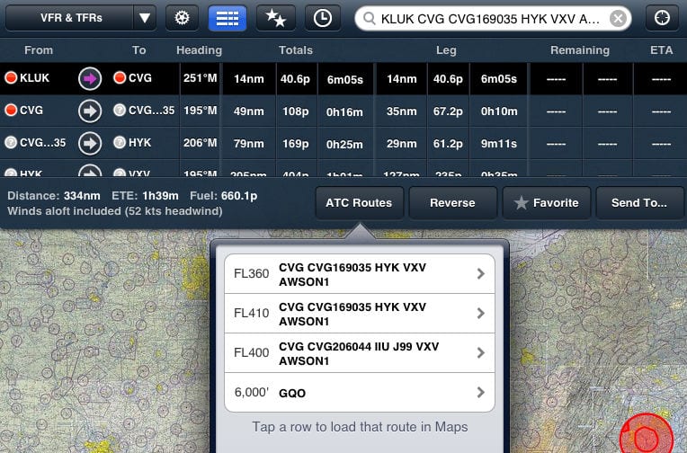 ATC Routes in ForeFlight