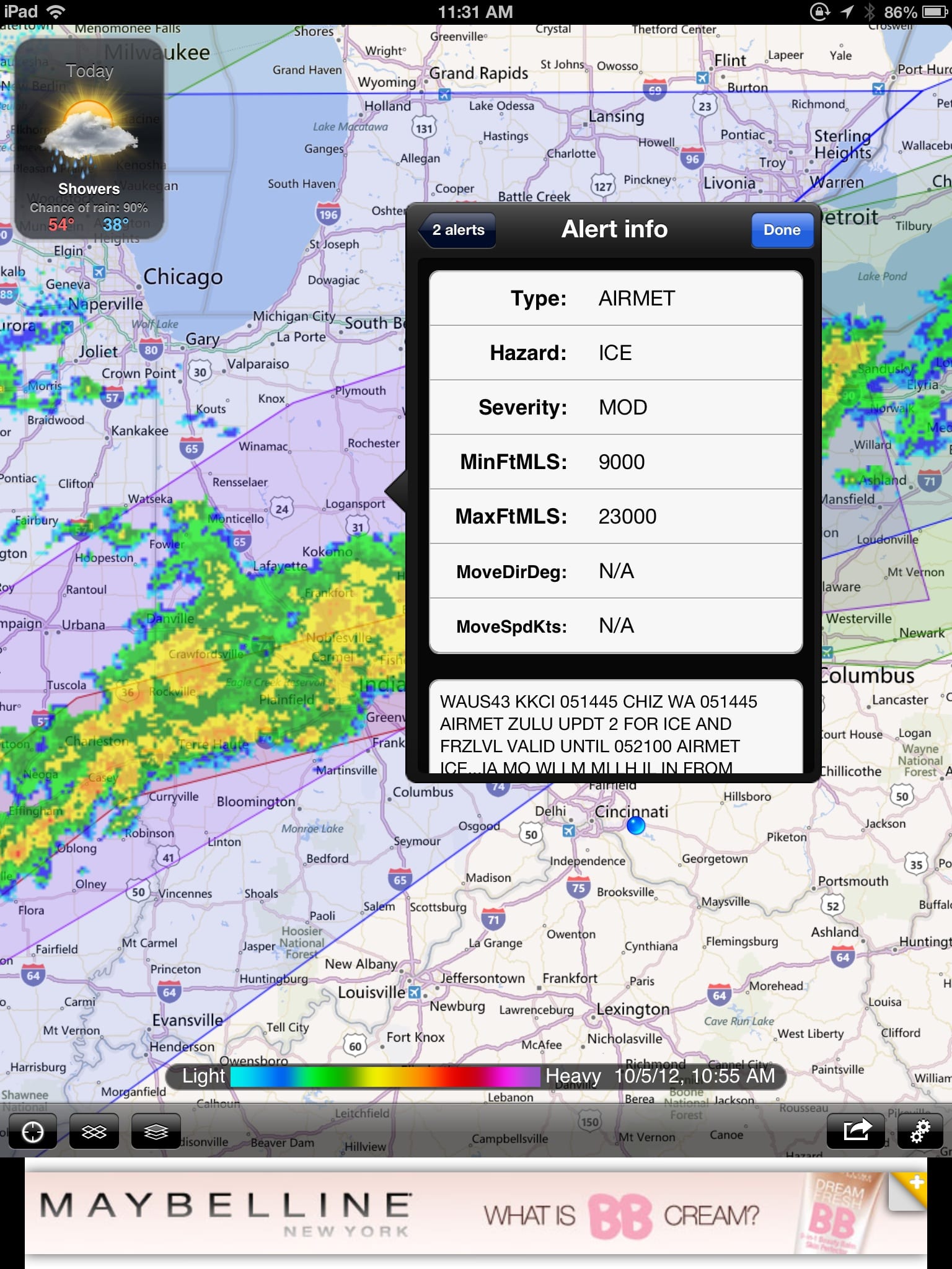 MyRadar app with aviation features