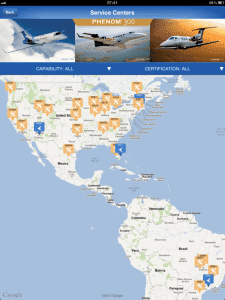 Apps from Cessna, Embraer and Hawker Beechcraft provide timely aircraft support data.