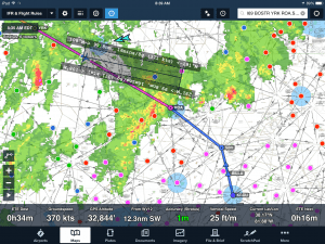 The ruler tool is very useful when a deviation around weather is necessary, to plan both a new heading for how many miles you'll need to go off course.