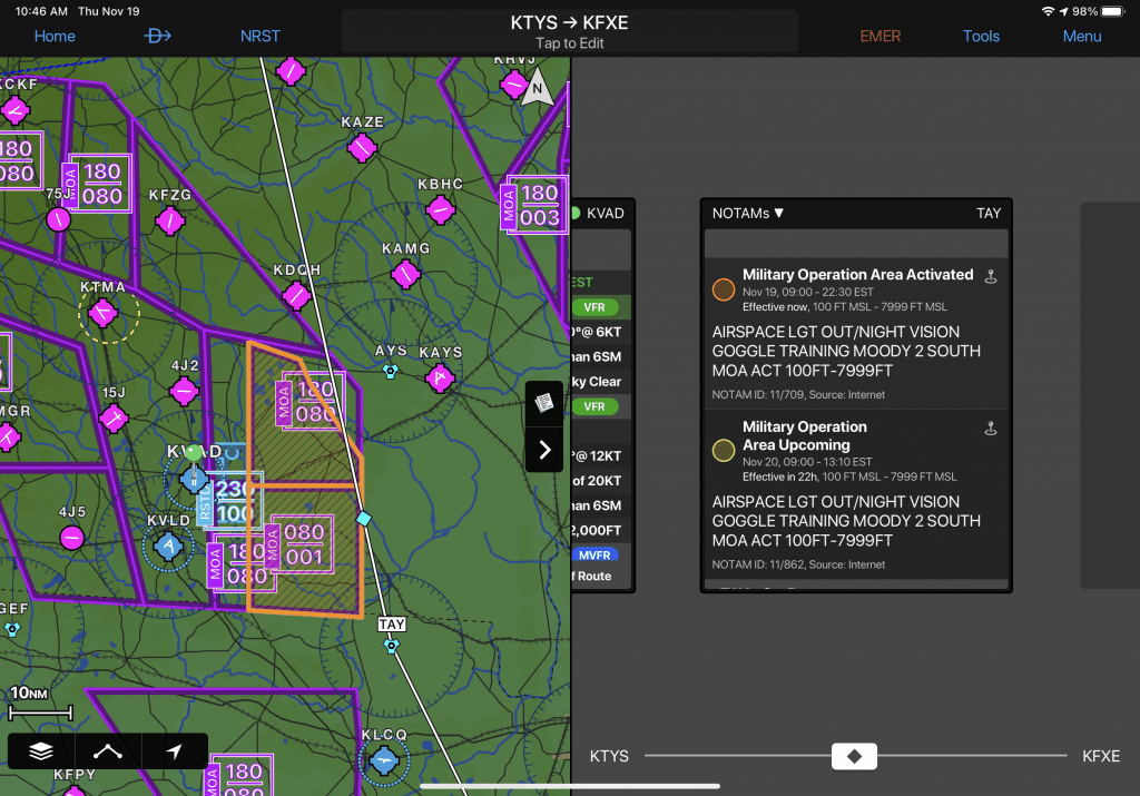 Different Notasm Garmin Pilot improves display of NOTAMs in latest update : iPad Pilot News