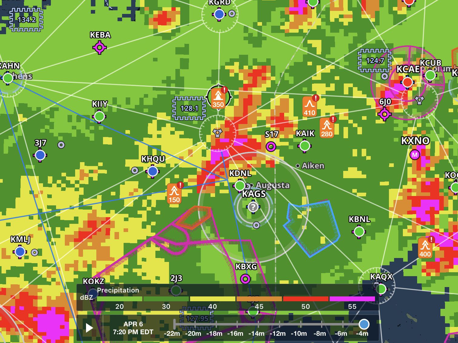 How often is the regional ADS-B radar imagery updated?