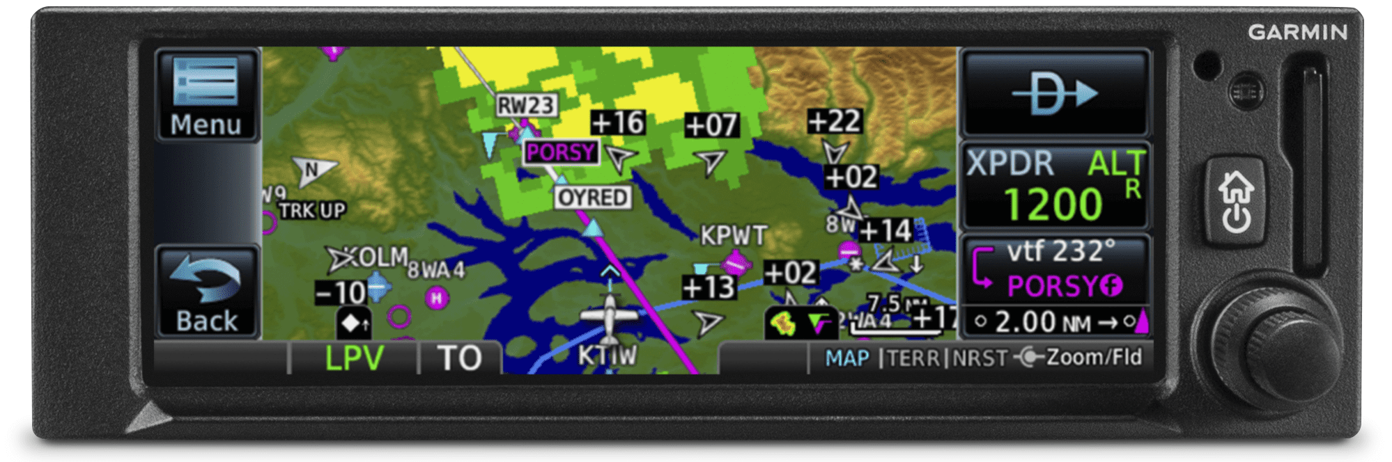 You must be equipped with an ADS-B OUT transponder in order to receive ADS-B weather.