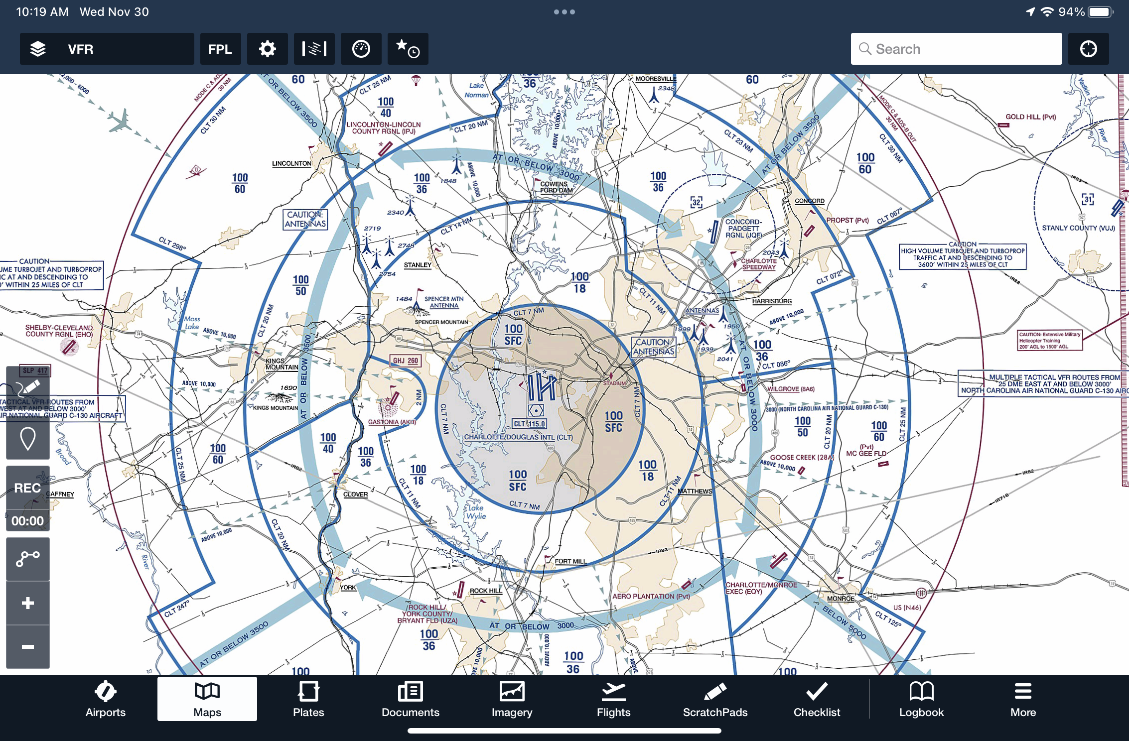 How can you display VFR Flyway Planning Charts on the moving map?