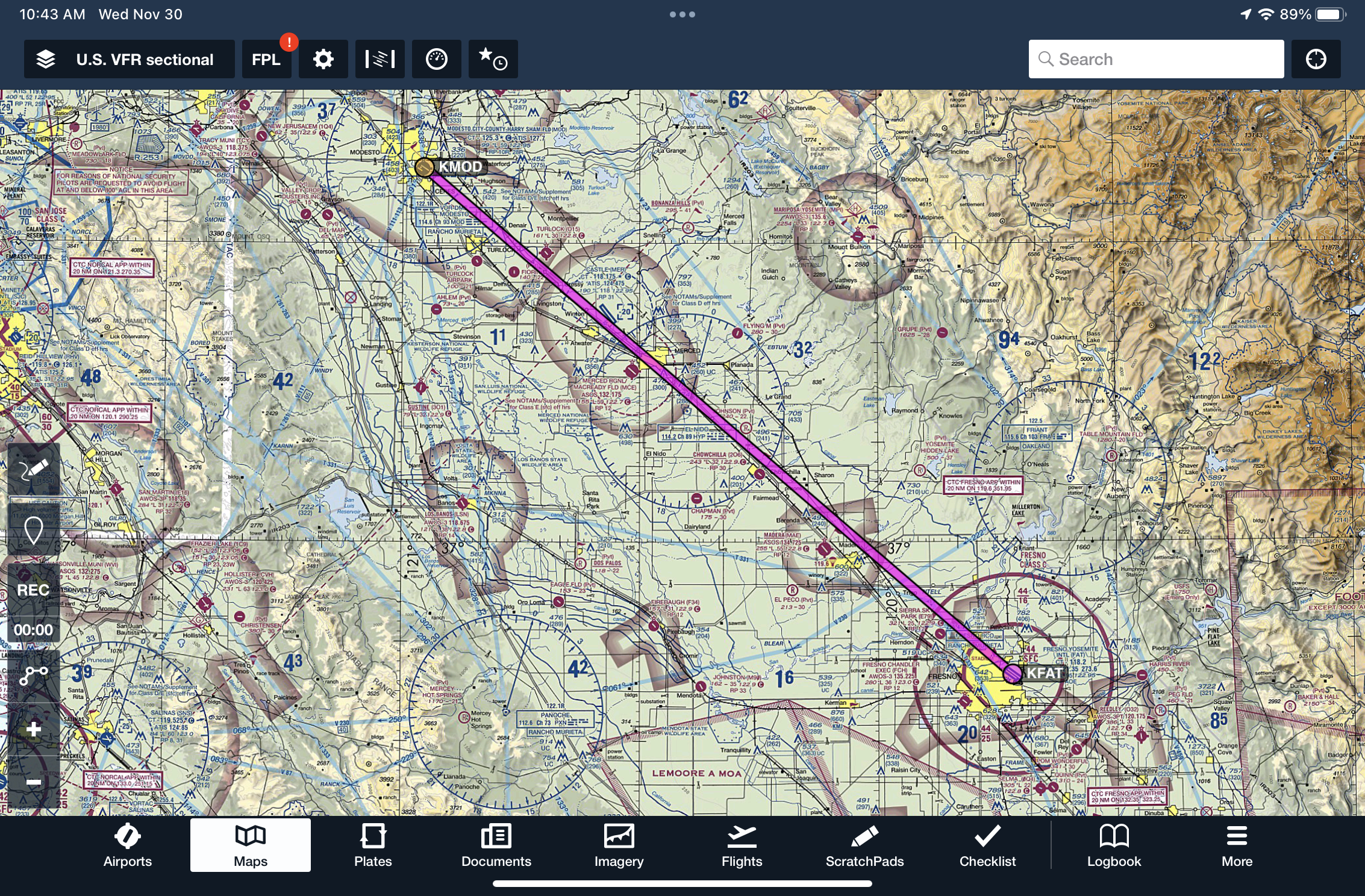 How can you quickly find the nearest airport in ForeFlight?