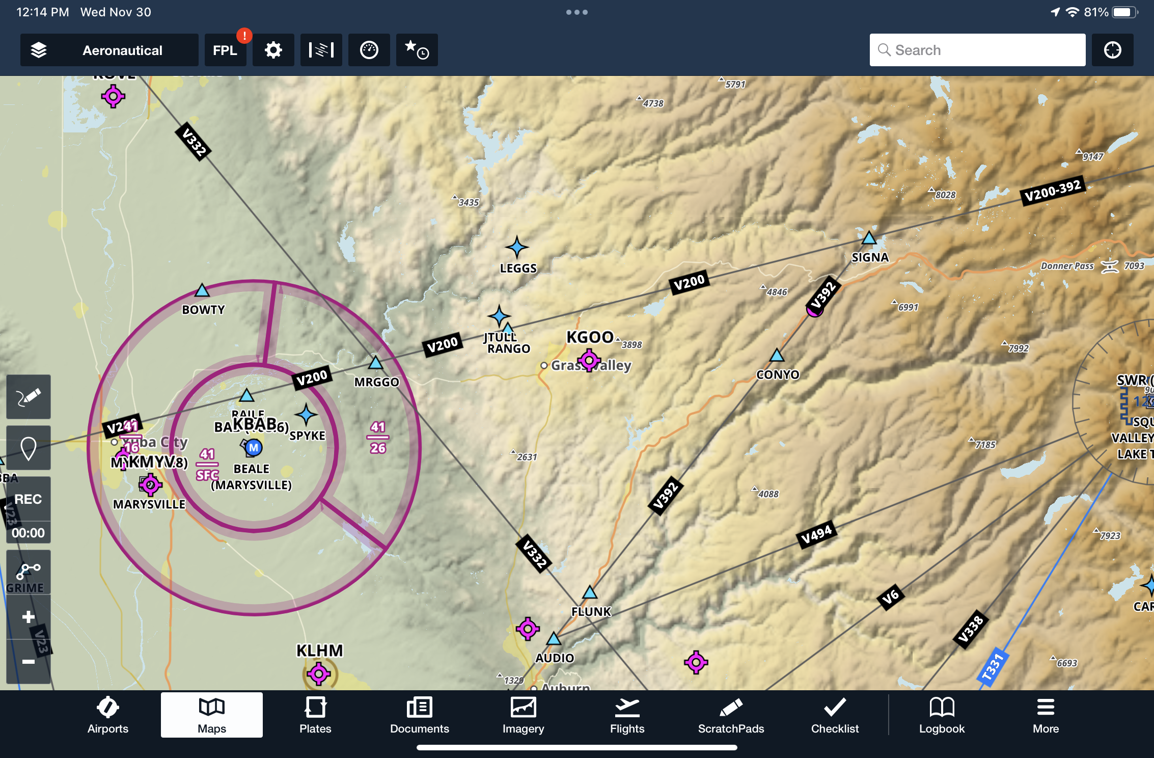 When viewing the Aeronautical map overlay, how can you determine the MEA for an airway?